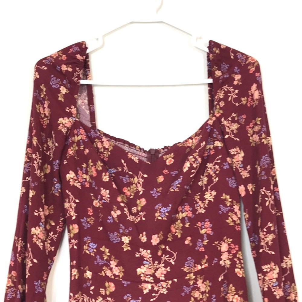 Reformation Mochi Floral Burgundy Dress size 8 - Picture 2 of 5